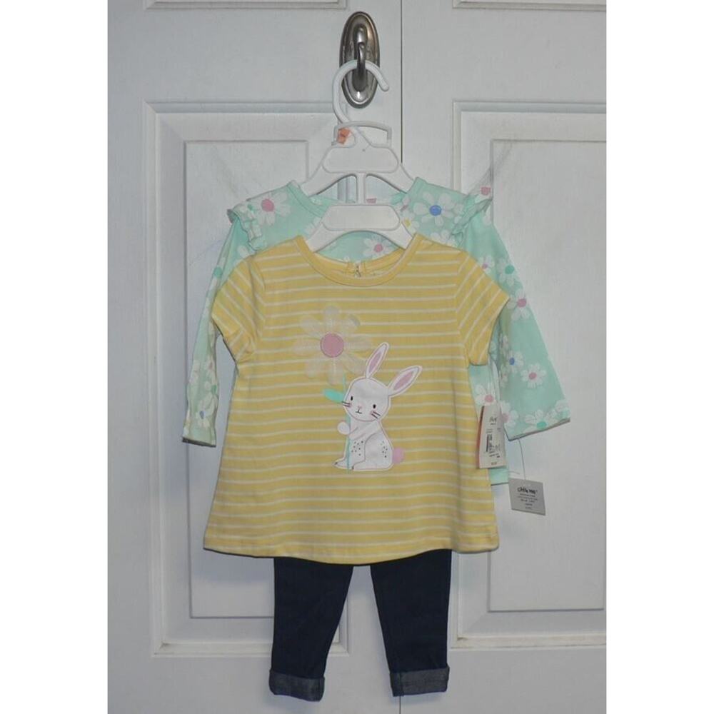 Little Me Baby Girl Bunny & Floral Three Piece Play Set 12Mths MSRP $42‎